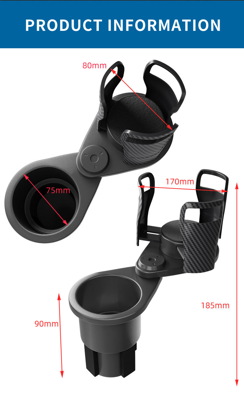 CARFU AC-2380 Universal 2-in-1 Multi-functio<i></i>nal 360 Degree Rotation Retractable Car Cup Holder